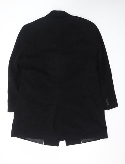 Joseph Abboud Men's Black Wool Overcoat 42 Classic Mid-Length