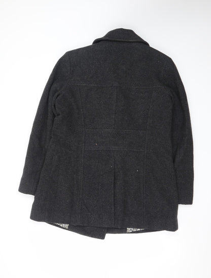Covington Women Black Wool Blend Pea Coat L Classic Mid-Length
