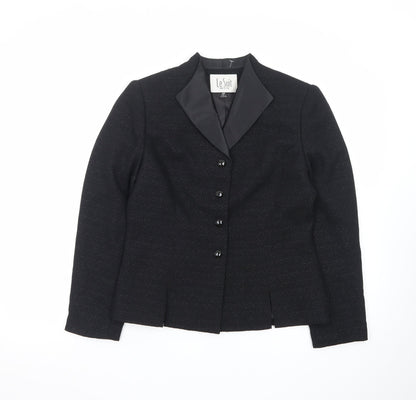 Le Suit Petite Black Notch Lapel Blazer Women’s Size 4P Formal Jacket