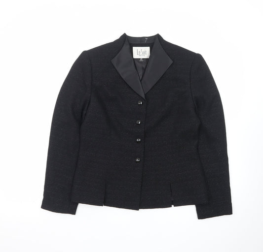 Le Suit Petite Black Notch Lapel Blazer Women’s Size 4P Formal Jacket