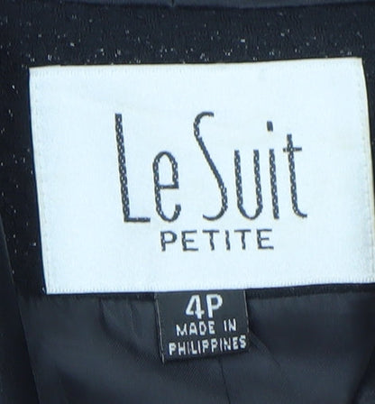 Le Suit Petite Black Notch Lapel Blazer Women’s Size 4P Formal Jacket