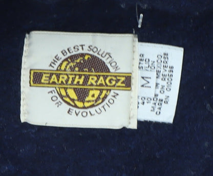 Earth Ragz Men's Blue Checked Hooded Fleece Jacket Size M