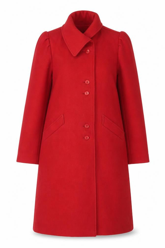 Sears Women's Red Wool Long Overcoat Size 6 Classic Vintage