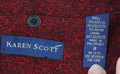 Karen Scott Women's Red Lined Button Jacket Size 12