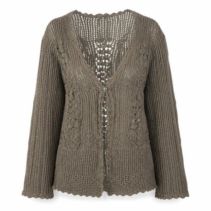 Sweater Collection Women's Brown Crochet Cardigan Size S