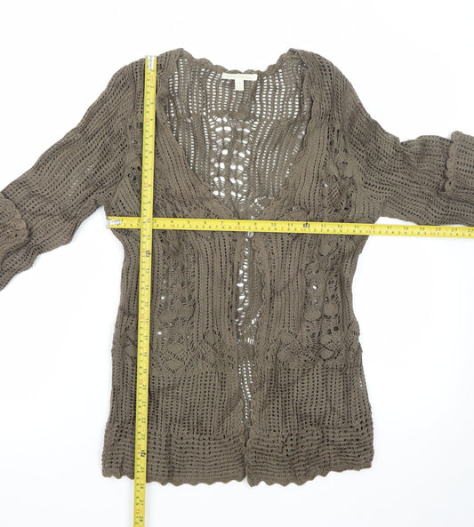 Sweater Collection Women's Brown Crochet Cardigan Size S