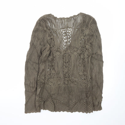 Sweater Collection Women's Brown Crochet Cardigan Size S