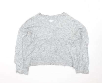 ASOS DESIGN Women's Grey V-Neck Petite Knit Jumper XS