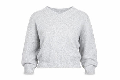 ASOS DESIGN Women's Grey V-Neck Petite Knit Jumper XS