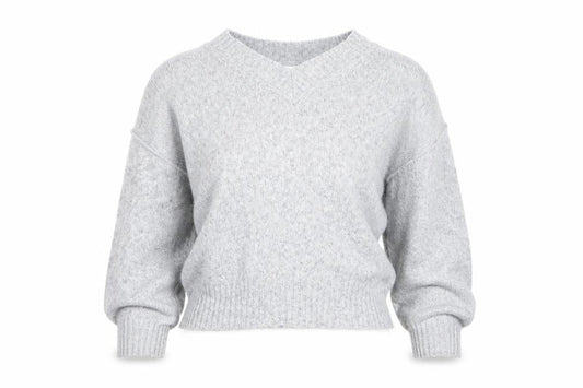 ASOS DESIGN Women's Grey V-Neck Petite Knit Jumper XS