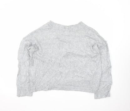 ASOS DESIGN Women's Grey V-Neck Petite Knit Jumper XS