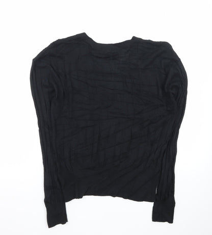 Marks and Spencer Women’s Black Linen Blend V-Neck Jumper Size S