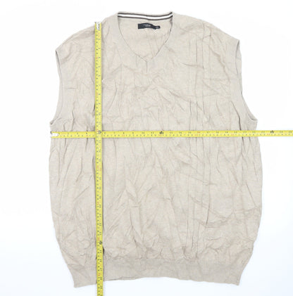 Thomas Nash Men's Beige 2XL V-Neck Sleeveless Cotton Blend Vest