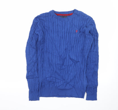 Farah Jeans Boys Blue Cable-Knit Crew Neck Pullover Jumper 14-15 Years