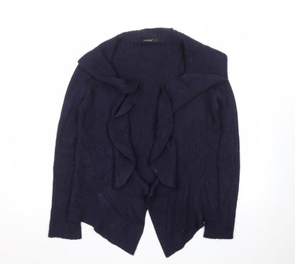 Northland Womens Blue Wool Blend Collared Open Cardigan L