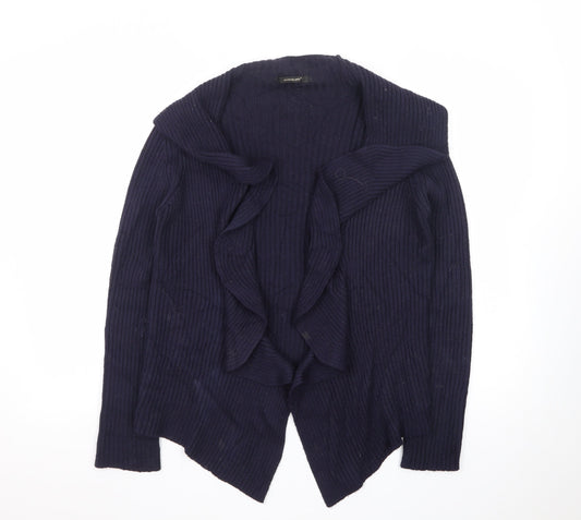 Northland Womens Blue Wool Blend Collared Open Cardigan L
