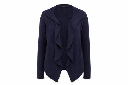 Northland Womens Blue Wool Blend Collared Open Cardigan L