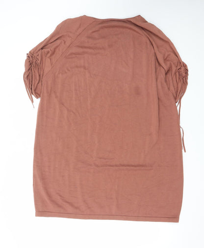 Poetry Women’s Brown Cotton V-Neck Shift Dress Size 18