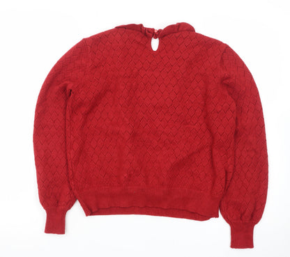 Candie's Women Red Ruffle Knit Jumper Size 12 Viscose Blend