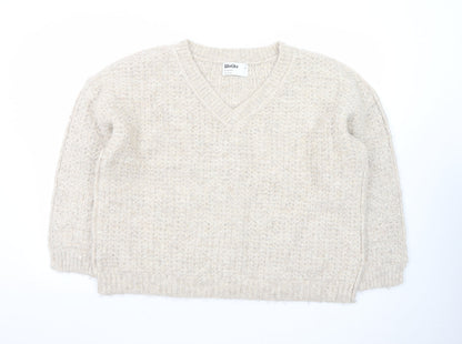 Primark Women’s Beige Chunky Knit V-Neck Wool Blend Jumper Size L