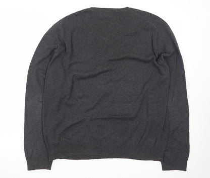 Ralph Lauren Men's Grey Cotton V-Neck Jumper Size M