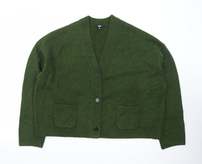 Uniqlo Womens Green Wool V-Neck Button Cardigan XL