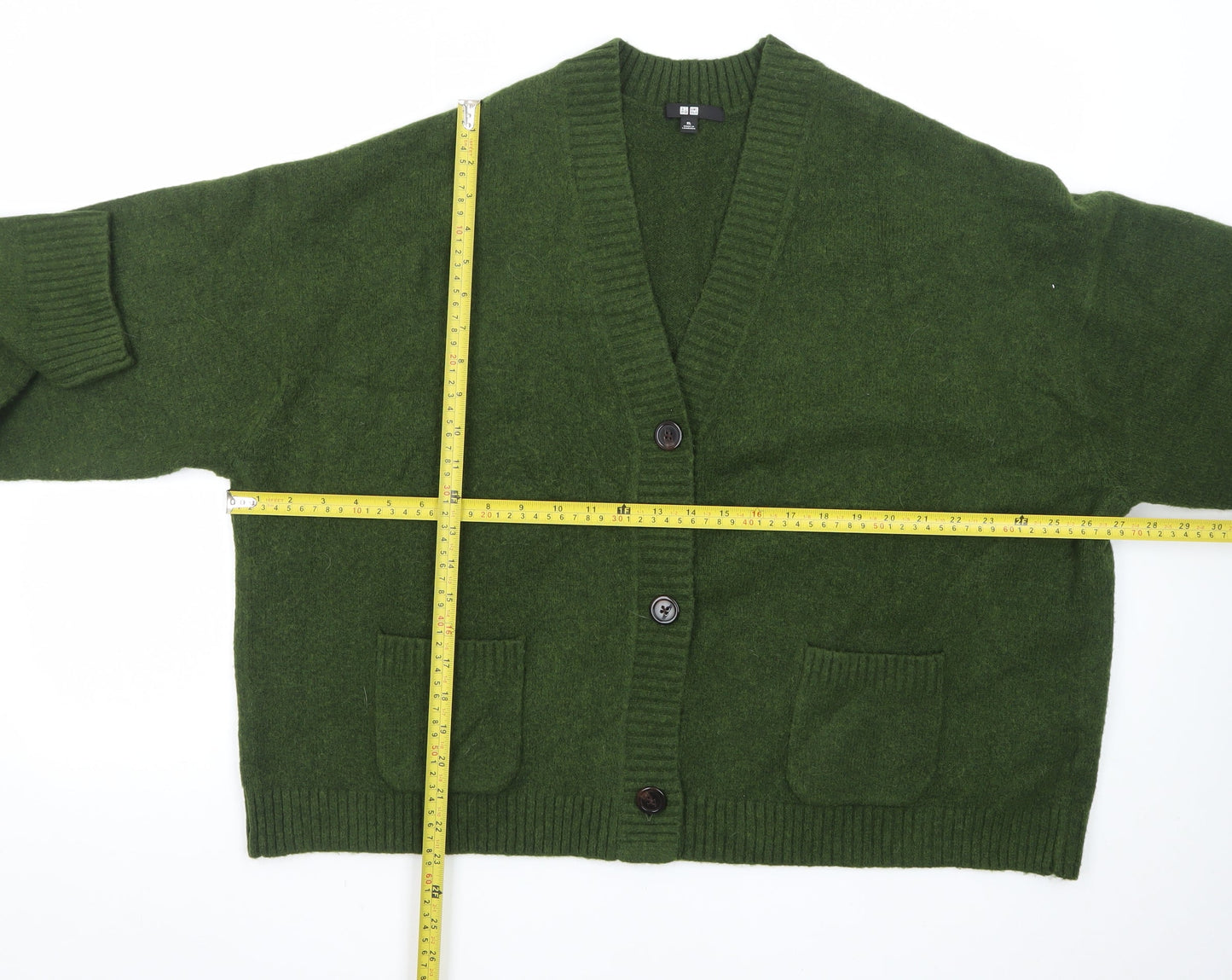 Uniqlo Womens Green Wool V-Neck Button Cardigan XL