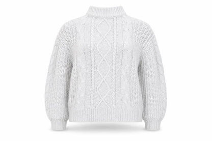 Brave Soul Women White Cable-Knit Roll Neck Jumper M