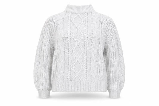 Brave Soul Women White Cable-Knit Roll Neck Jumper M