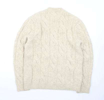 Zara Women Beige Cable-Knit Wool Blend Jumper Size 12