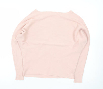 Principles Women Pink Boat Neck Long Sleeve Knit Jumper Medium