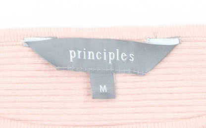 Principles Women Pink Boat Neck Long Sleeve Knit Jumper Medium