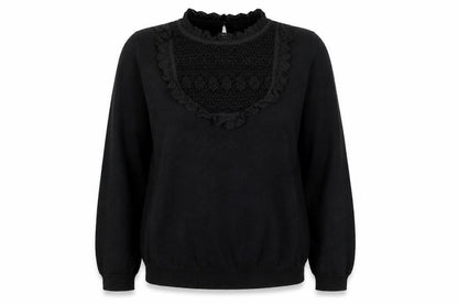 Monsoon Women's Black Lace High Neck Pullover Jumper Size 14