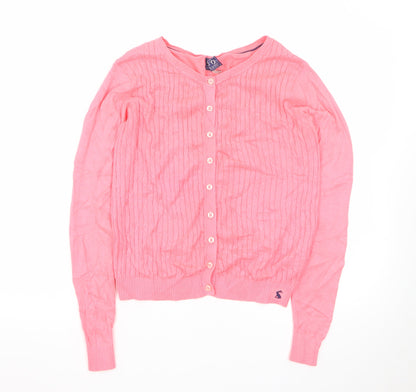 Joules Women Pink Cardigan Knit Long Sleeve UK 8 XS Button Front
