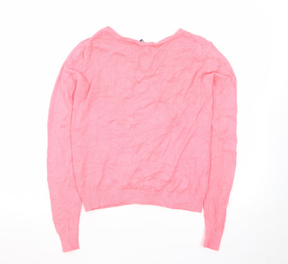 Joules Women Pink Cardigan Knit Long Sleeve UK 8 XS Button Front