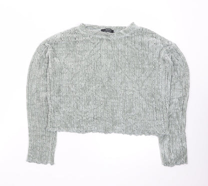 Bershka Womens Grey Knit Pullover Jumper Size XS