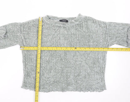 Bershka Womens Grey Knit Pullover Jumper Size XS