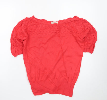 Love & Roses Women’s Red Knit Cropped Blouse UK 10 Short Sleeve