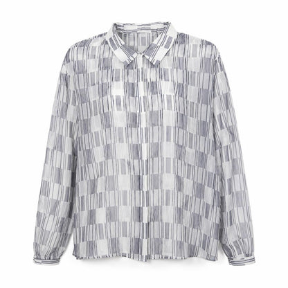 ENLIST Women's Blue Geometric Sheer Button-Up Blouse Size 14