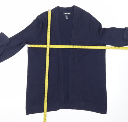 Lands' End Women's Blue Cotton Long Sleeve V-Neck Cardigan M