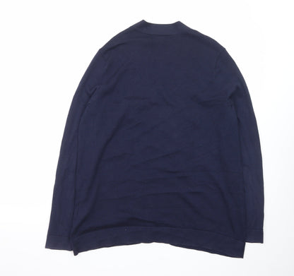 Lands' End Women's Blue Cotton Long Sleeve V-Neck Cardigan M
