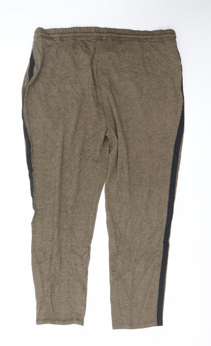 Marks and Spencer Womens Brown Check Tapered Trousers Size 18