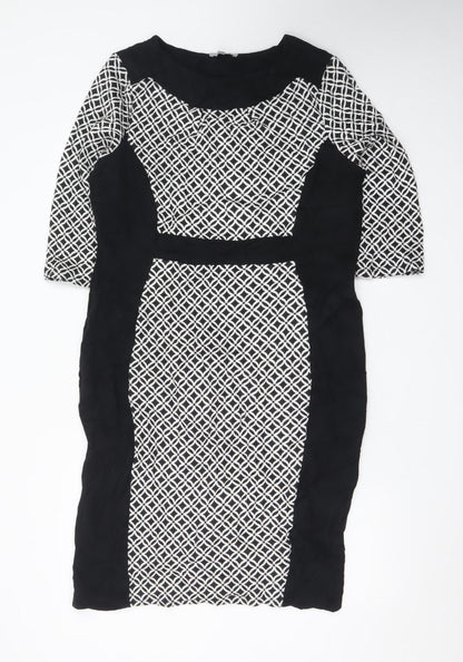 Marks and Spencer Per Una Women’s Black Geometric Bodycon Dress Size 18