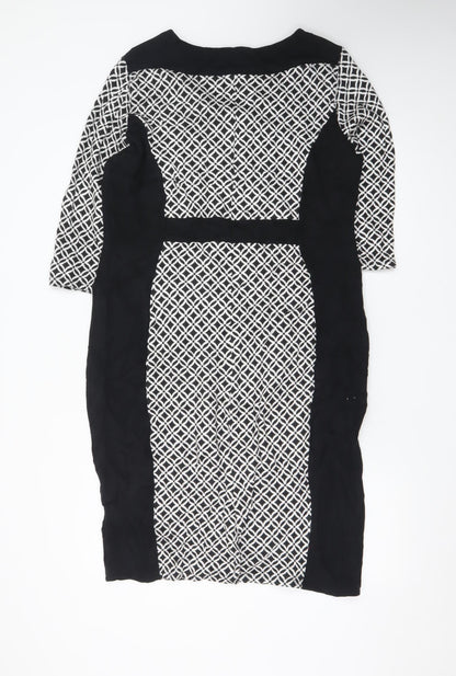Marks and Spencer Per Una Women’s Black Geometric Bodycon Dress Size 18