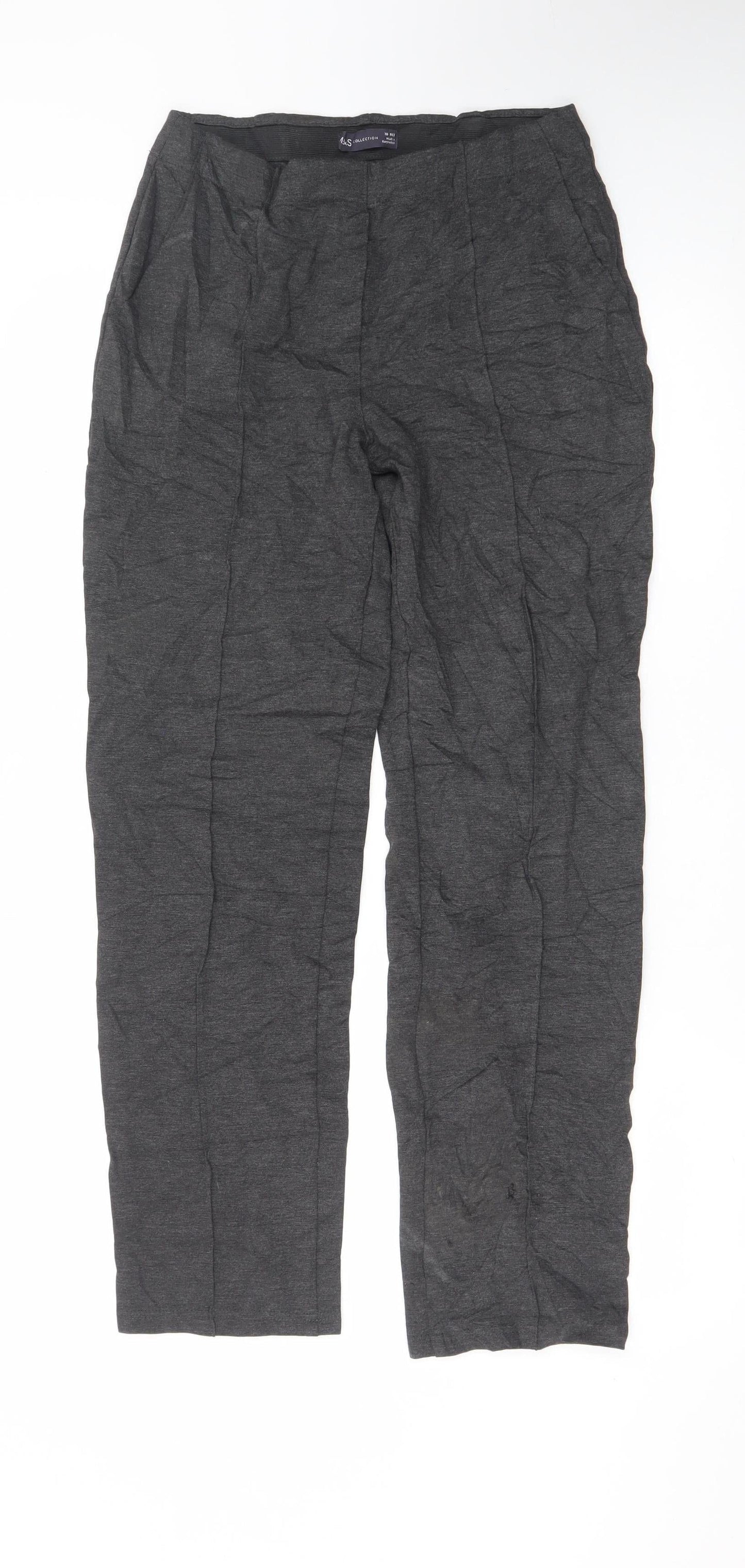 Marks and Spencer Women’s Grey Regular Fit Jersey Trousers Size 10