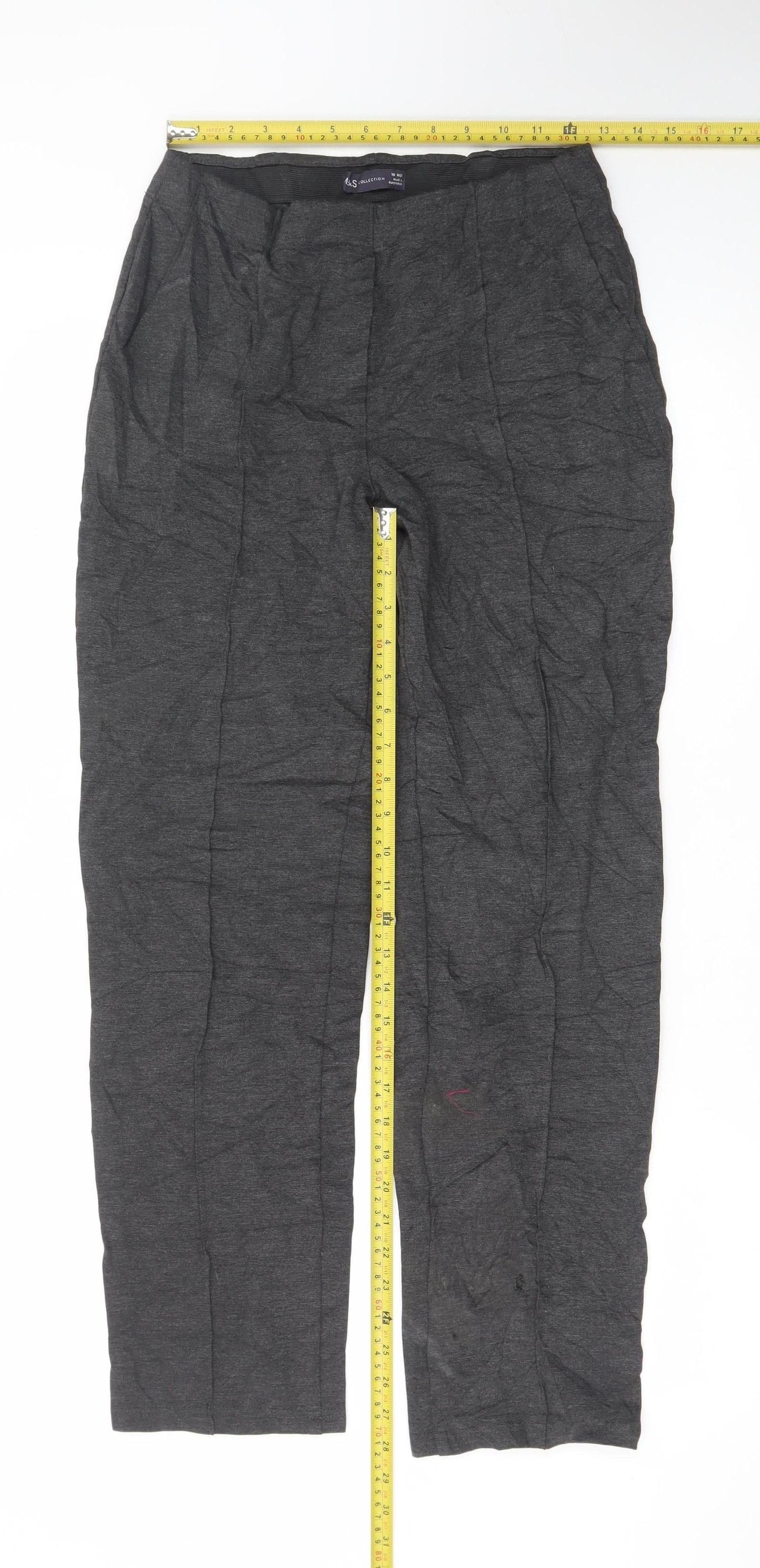Marks and Spencer Women’s Grey Regular Fit Jersey Trousers Size 10