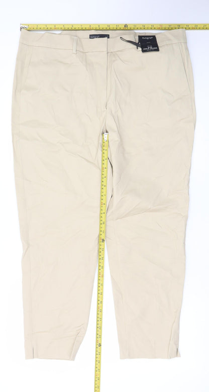 Marks and Spencer Women Beige Size 18 Ankle Slim Fit Stretch Trousers