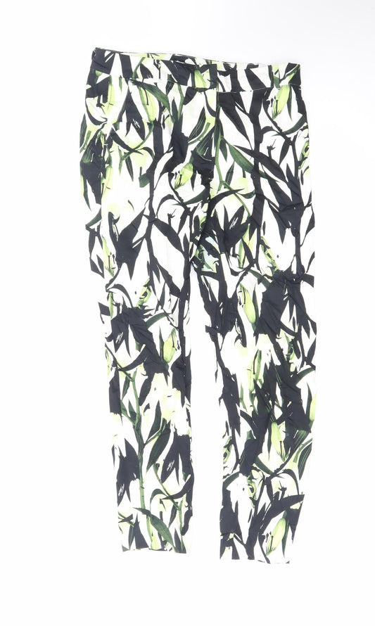 Reiss Women’s Multicoloured Floral Cropped Slim Trousers Size 8