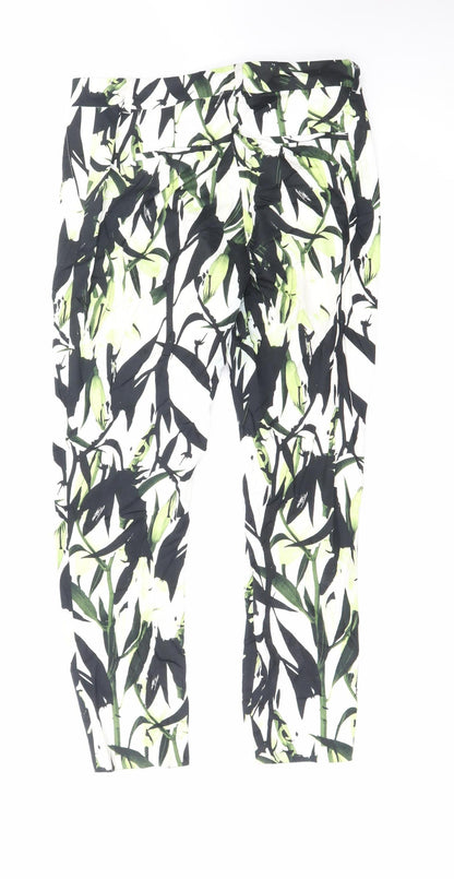 Reiss Women’s Multicoloured Floral Cropped Slim Trousers Size 8