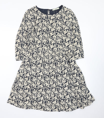 Oasis Women Blue Floral Jacquard Fit & Flare Dress Size S